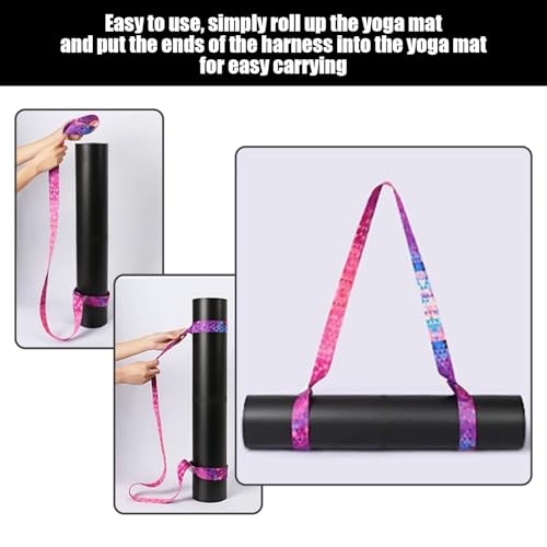 2 Pieces Yoga Mat Strap, Printed Yoga Mat Strap, Adjustable Yoga Mat Fixing Strap, Multi-Function Yoga Mat, Convenient Exercise Stretch Yoga Mat Strap. - Image 5