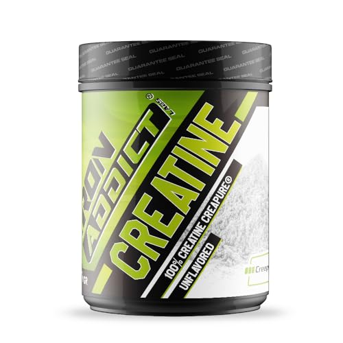 Iron Addict Labs - Creatina (Creapure®) de 500gr - Aumento Masa Muscular - Mayor Resistencia y Rendimiento - Sabor Neutro