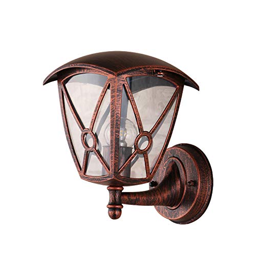 Mengjay Outdoor wall lamp, wall lamp in Antique Look, cast Aluminium in m.. Clear Glass panes, wall lamp w. E27 Socket, max. 60 watt, Retro/Vintage Outdoor lamp for Terrace & Courtyard (B)