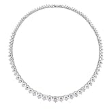 Lavencious Tennis AAA CZ Necklace Bling Rhodium Plated Statement Jewelry 16"