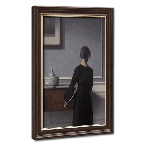 Toile Wilhelm Hammershoi cadre à suspendre 40x61cm mur vide