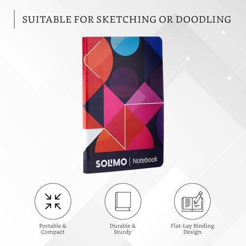 Image of Amazon Brand - Solimo A5 Ruled Notebook | 90 GSM | Flat Lay Binding | Rounded Corners | Flexible Soft Cover | Suitable for Sketching or Doodling, To-do lists & more (160 Pages)