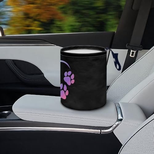 Image of Dog Paw Print Car Trash Can Collapsible Portable Car Garbage Bin Cute Multipurpose for Car Front Seat, Back Seat, Floor, Headrest Rubbish Bin Universal Fit for Car SUV Trucks