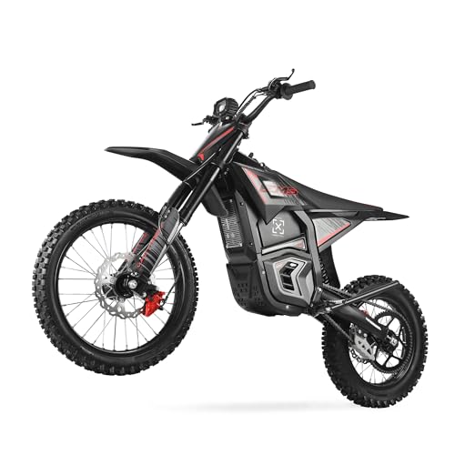 VALTINSU EM5 Pro 60V Electric Dirt Bike w/Light & Display Off-Road Motorcycle 5600W 3 Speed Modes (Max 52MPH) Range 60 MI 17/14 Tires Dual Suspension & Hydraulic Brakes Fit Age 15+ Black