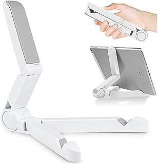 VOVIGGOL Tablet Stand and Tablet Holder Adjustable Portable Tablet Stand for iPad, Samsung Galaxy and Kindle Fire Tablets, Desktop Mobile Phone Stand for iPhone Sumsung (White)