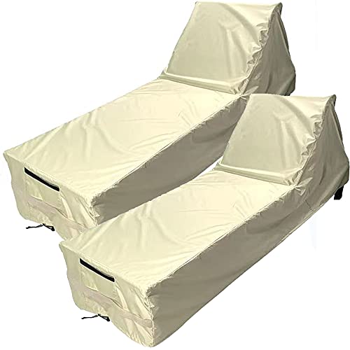 UCARE 2pcs Patio Chaise Lounge Chair Cover Waterproof 420D Oxford Dust-Proof Chaise Sunloungers Covers Protector for Garden Yard Outdoor Furniture Recliner Cover