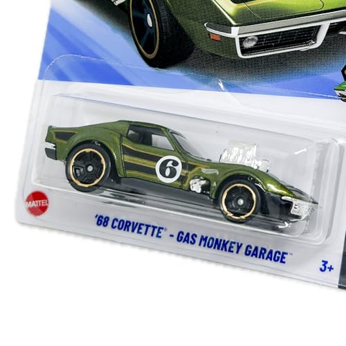 Hot Wheels '68 Corvette Gas Monkey Garage Green 1:64 miniatura 2
