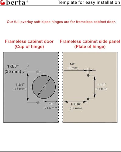 Berta 2-Pack Full Overlay Frameless Soft-Close European Hinges, 110° 3D Adjustable, Clip-On Concealed Kitchen Cabinet Door Hinges with Screws - Ideal for Modern Cabinets