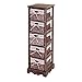 Mendler Regal Kommode mit 5 Korbschubladen 90x25x28cm, Shabby-Look, Vintage - braun