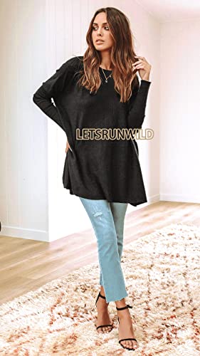 Letsrunwild Tunic Tops To Wear With Leggings Fall Dressy Long Sleeve Oversized Sweaters T Shirts For Women Le/Black-Xxl #TOP1