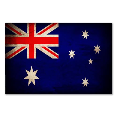 Postereck - 0376 - Vintage Flagge, Fahne Australien Canberra - Unterricht Klassenzimmer Schule Wandposter Fotoposter Bilder Wandbild Wandbilder - Poster - 3:2-30,0 cm x 20,0 cm