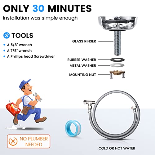 Kitchen Sink Glass Rinser - Faucet Glass Rinser for Kitchen Sinks, Kitchen Sink Cup Rinser,Cup Cleaner for Sink,Bottle Washer,Kitchen Sink Accessories