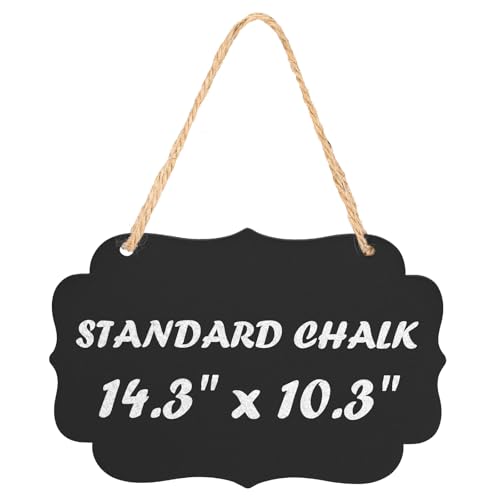 Kamehame Hanging Chalkboard Signs, Large 14.3"x10.3" Acrylic Blackboard with Jute String, Double-Sided Message Board, Memo Message Chalk Board Sign for Home, Parties, Store, Office, Garden