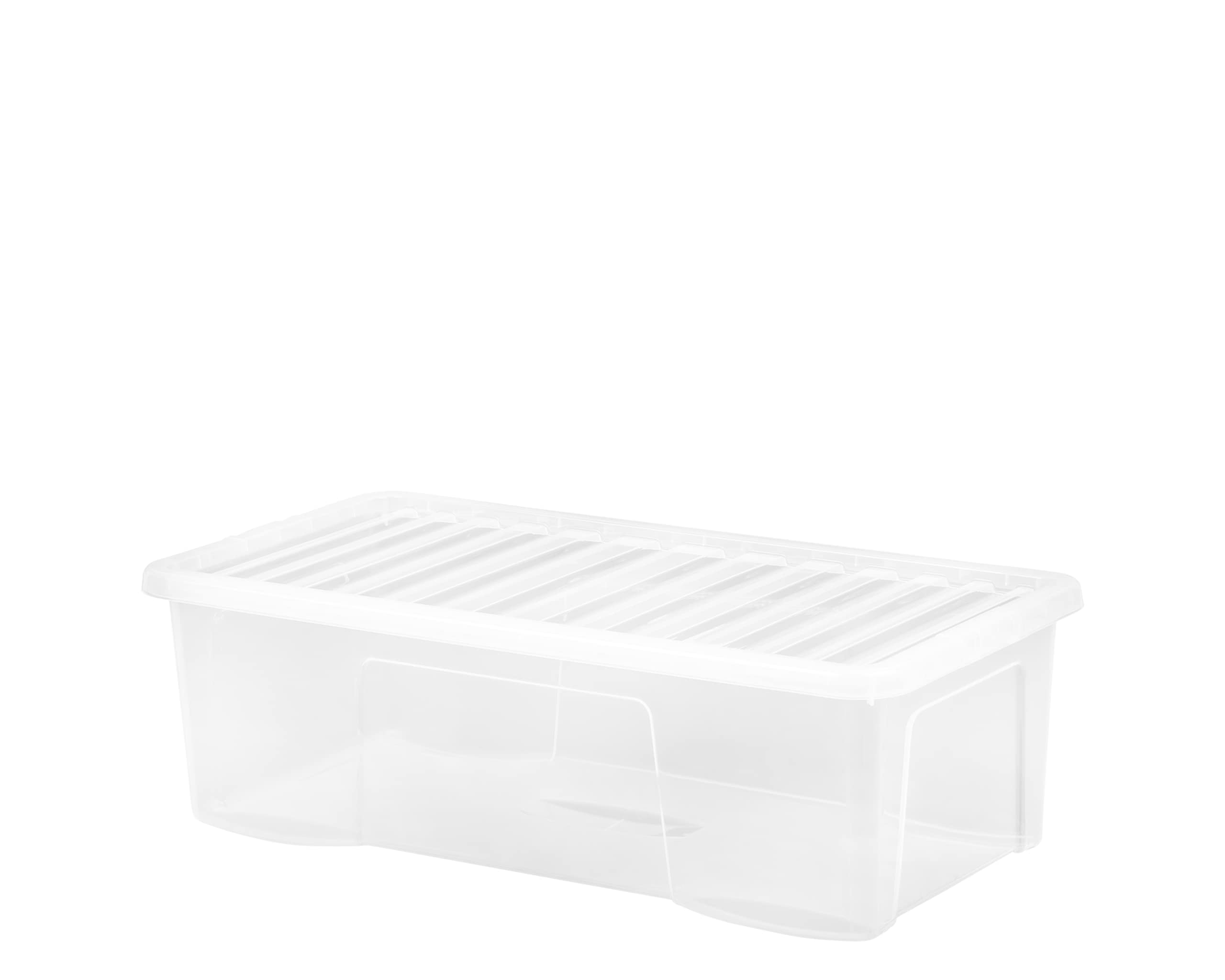 M1ss Clear 62L Litre Crystal Plastic Storage Box With Lid Home Office Stackable Nestable Container Made In U.k (62L Litre)