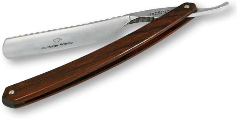 6/8 Actiforge Razor in Cocobolo Wood Chiselled decoration point on the back of the blade with mahogany box direct from France