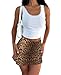 Womens Mini Skorts Sexy High Waisted Pencil Bodycon Short Y2K Skirts with Side Split Leopard Cheetah Print XS