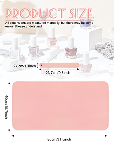 Pink Nail Art Table Mat Washable Nail Polish Mat Nail Art Hand Rest Pad Foldable For Nail Arm Rest Cushion, Chyhii Soft Pu Leather Water Proof Double Sided Color Table Pad Desk Mat For Nail Salons #TOP1