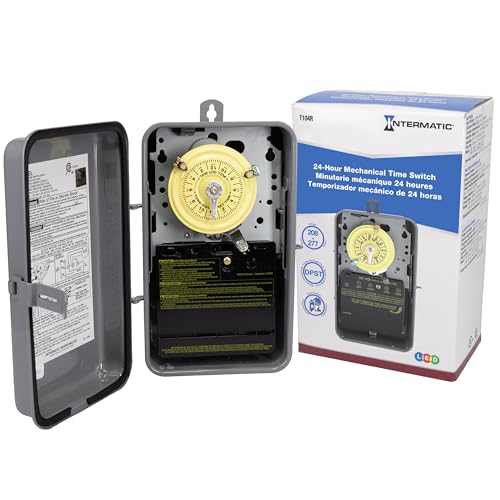 Intermatic T104R 24 Hour Mechanical Timer Switch - 208–277 VAC, DPST, Type 3R Indoor/Outdoor Metal Enclosure, Heavy-Duty, Manual Override, 40 Amp – Ideal for Lights, Pumps, Fans, and HVAC Systems by Intermatic - Used condition - US$69.97