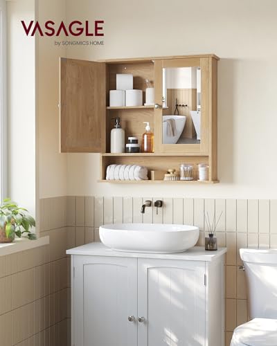 Armoire salle de bain murale miroir, étagère réglable VASAGLE