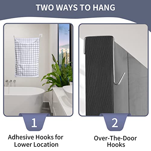 Hanging Laundry Hamper Bag - With Free Adjustable Stainless Steel Door Hooks Best Choice For Holding Dirty Clothes And Saving Space #TOP6
