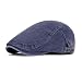 QHFHULV Newsboy Cap for Men Cotton Flat Gatsby Ivy Golf Cabbie Driving Hat (Classic Navy)