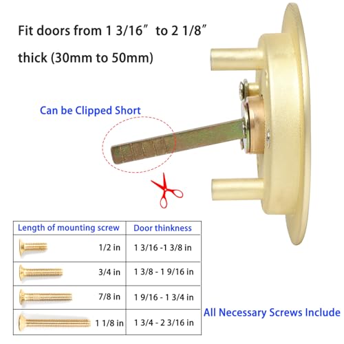 Dontay Pocket Door Keyed Lock, Round Contemporary Entrance Sliding Barn Door Lock Latch, Recessed 2 Sided, 2-3/8 inch Backset, Flush Handles Hardware(Satin Brass,1) by Dontay - Image 5