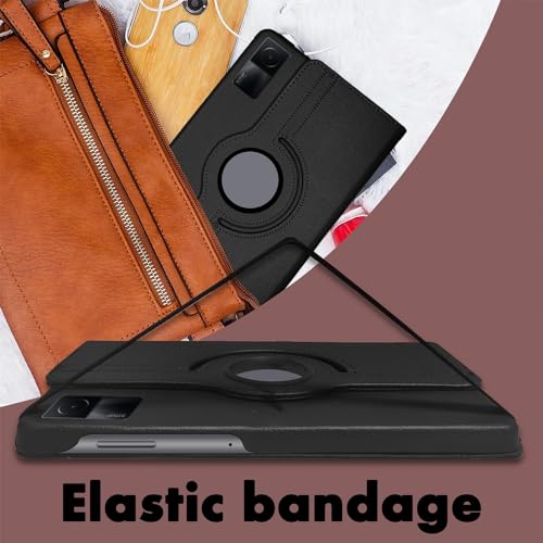 Image of CASEOUS Flip Cover Back Case for Xiaomi Redmi Pad SE 11 Inch, PU Leather Case, 360 Rotatable Multi-Angle Protection Stand Protective Case (Redmi Pad SE 11 Inch, Black)