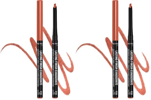 Image of Rimmel London Lasting Finish Exaggerate Lip Liners, 018 Rose Addiction, 4g (Pack of 2)