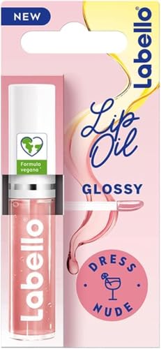 Labello Lip Oil Effetto Glossy – Dress Nude 5.5 ml, Lucidalabbra volumizzante e idratante, Olio labbra con oli di origine 100% naturale, Lip gloss per labbra morbide e luminose