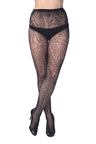Frenchic Fishnet Lace Stocking Tights Extended Sizes (Pack Of 6) (S/M), Black #TOP3