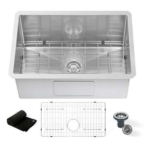 Image of Beleeb Undermount Kitchen Sink 28 x 19",3D Embossed Surface-18 Gauge 10" Deep Stainless Steel Single Bowl with Accessories