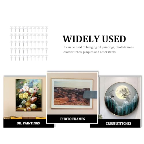 Image of Cabilock Photo Frame Hooks Mini White Traceless Wall Hanging Nails Picture Hangers Hanger Accessories for Oil Paintings and Home Decor