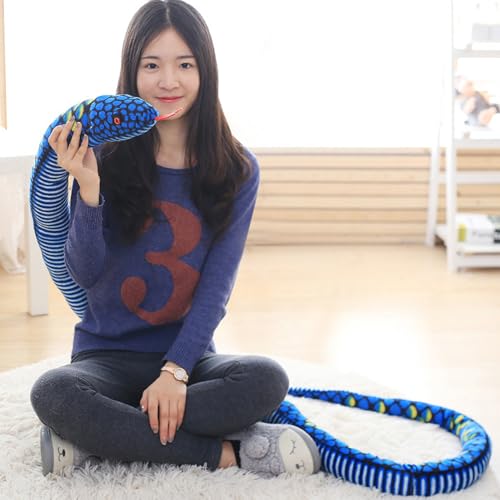 Peluche serpent python bleu pour décorations Halloween et chambre d'enfant