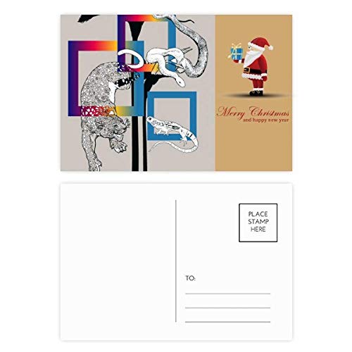 Cartes lézard motif Père Noël lot de 20 pour fêtes en famille