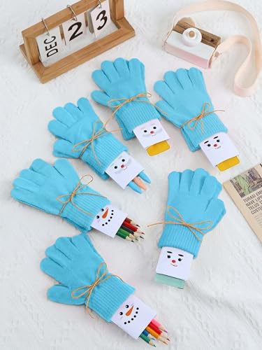 Image of Cooraby 12 Pairs Kid's Winter Magic Gloves Children Stretchy Warm Magic Gloves Boys or Girls Knit Gloves for 6-12 Years