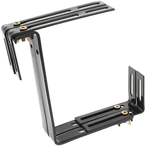 com-four® 4x Blumenkastenhalter für Balkon-Brüstungen und Geländer - flexible Befestigung aus Metall für Pflanzkästen - 2-fach verstellbar - ohne Bohren (04 Stück - anthrazit)