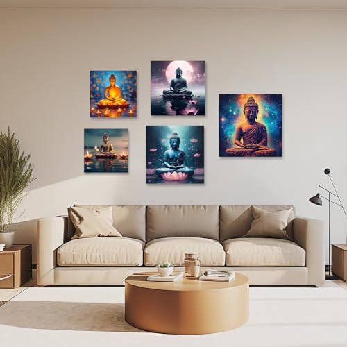 Lzimu Buddha Canvas Wall Art Buddha Statue Painting Prints Zen Pictures Buddhist Spiritual Artwork For Office Yoga Spa Meditation Room Framed thumb #4