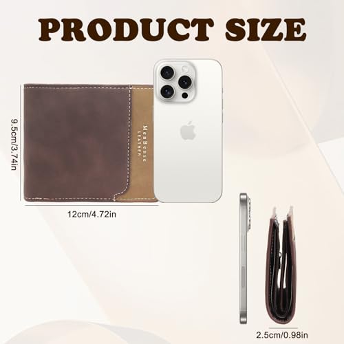 Mens Wallet, PU Leather Card Holder Wallet Card Wallet with Zipper Pocket for Men, Portable Credit Card Wallet with ID Card Slot Bifold Wallet for Work, Shopping, Travel (brown)2
