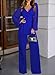 Pink Queen Business Jumpsuit for Women Semi-formal Wide Leg Long Pants Rompers Club Party Outfits Dark Blue XL