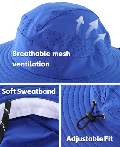 Image of Connectyle UPF 50+ Wide Brim Sun Hat for Men Women UV Protection Bucket Hats Outdoor Breathable Safari Hat for Fishing Hiking
