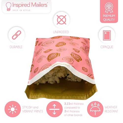 Image of Inspired Mailers - Poly Mailers 14.5x19 - Gold Roses Deluxe - Choose from 6x9, 10x13 and 14.5x19 Sizes - 3.15mil Unpadded Mailing Bags (14.5x19, 50 Pack)