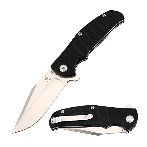Kizer Cutlery Folding Pocket Knives Flipper Liner Lock Black G10 Handles Tactical EDC Knife, Kizer Ray Laconico Intrepid V4468A1