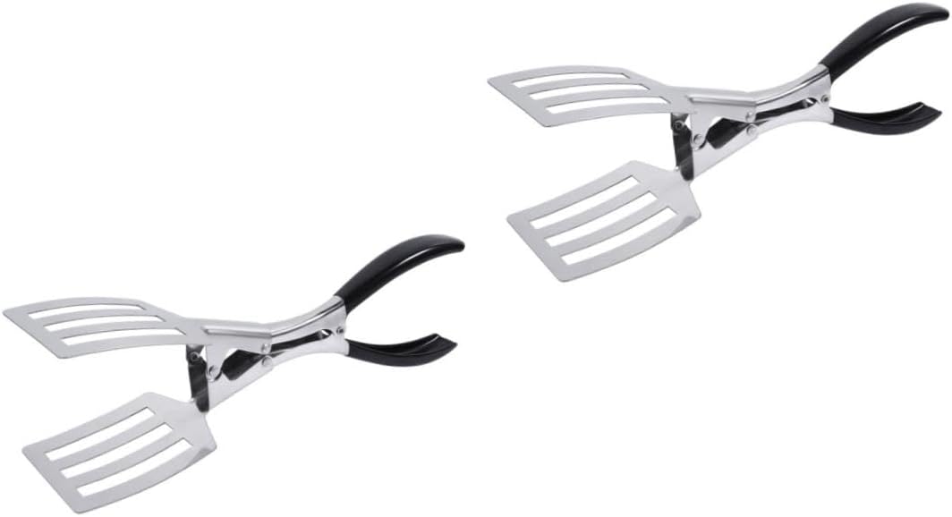 SOLUSTRE 2pcs Ergonomic Handle Design Bbq Tongs Heat Resistant Stainless Steel Tong Household Steak Clamp Bbq Tools for Outdoor Cooking