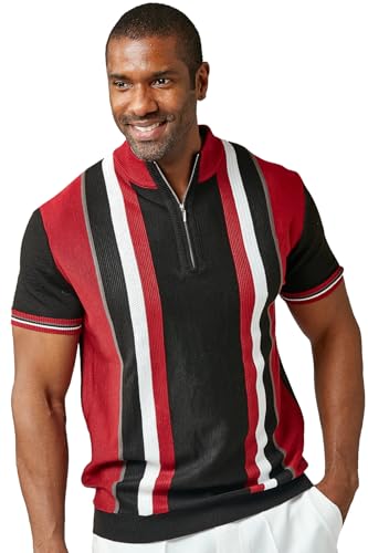 Chemise de sport en tricot pour homme au style polo vintage plaid mélangé