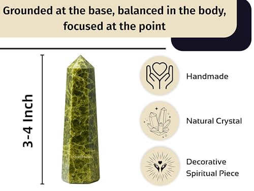 Image of Crystal Heaven Certified Green Tourmaline In Matrix Tower Obelisk Point For Chakra, Healing And Balancing - Aaa Grade Original Certified Gemstone Agate For Reiki Meditation Yoga Spiritual (2-3 Inches)