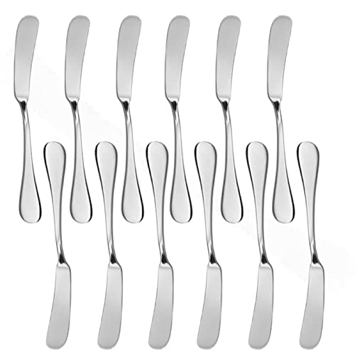 TrueCraftware– Set of 12 Stainless Steel York Butter Knife - Dishwasher Safe Silverware Stainless Steel Flatware Cutlery Kitchen Tableware Set for Home and Restaurant
