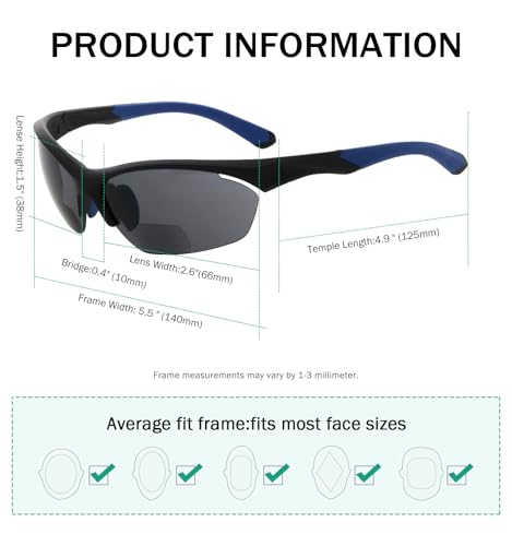 Eyekepper TR90 Frame Bifocal Sports Sunglasses Baseball Running Fishing Driving Golf Softball Hiking Sunshine Readers3