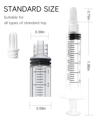 Image of 5ml Luer Lock Syringe without Needle - 5cc Plastic Syringes, Sterile, Individually Sealed, Pack of 50