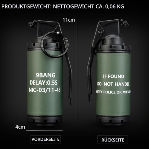Gunyoo Airsoft Granate Spielzeug Plastik CS Handgranate Modell Tactical Gear Zubehör für Cosplay Film Requisiten Outdoor 14+ (9-BANG)
