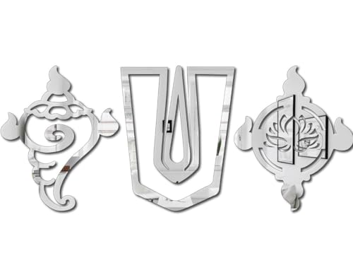 Image of Bikri Kendra - shanku Chakra Namah Silver Mirror Stickers for Wall, Acrylic Mirror, 3D Stickers, Tirupati Balaji ji shanku Chakra Namah Wall Stickers for Room Hall Home and Office